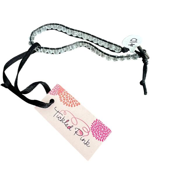 New Tickled Pink Clear Beaded Bracelet - Picture 1 of 4
